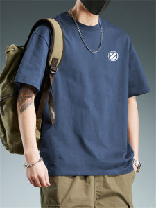 Loose Fit Pure Cotton Short Sleeve T-Shirt Mens Summer Trendy Brand Breathable Base Shirt Street Style round Neck Top