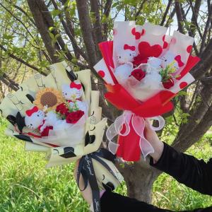 Sanrio | Hello Kitty With Artificial Flowers Handmade Romantic Bouquet Gifts For Mother Birthday Valentine Christmas Graduation