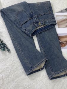 กางเกงยีนส์ทรงหลวมเอวสูง ทรงตรง หนา หน้าหนาว กางเกงขายาวทรงหลวม ทรงเข้ารูป ดีไซน์เรียบง่าย ลำลอง แฟชั่น เทรนด์