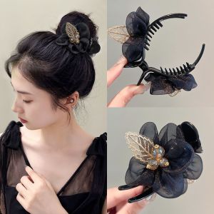 Korean Flower Shape Hair Claw Clip Crystal Lace Tree Leaf Chic Barrettes Claw Crab Hairpins Styling Tools Hair Accessories
