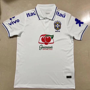 Retro Sport Fan Jersey Polo Shirt round Collar Flip Collar Half Length Football Training Warm-up Clothes Brazil Home Stadium