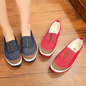 Nữ Thoải Mái Giày Vải Chống Trơn Trượt Giày Đi Bộ Mẹ Đáy Cao Su Giày Công Sở Lao Động Giày Giải Trí Mắt Cá Chân Thấp Thoải Mái