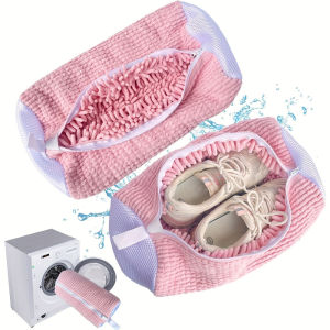 1Pc All-Purpose Machine Wash Shoe Bag with 360° Soft Brush Cleaning Laundry Bags