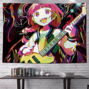 VIKAMA Bocchi The Rock Anime Tường Thảm Polyester Mềm Mại Bền Đẹp Bốn Cô Gái Crosswalk Ban Nhạc Manga Trang Trí Nhà Thẩm Mỹ Quà Tặng