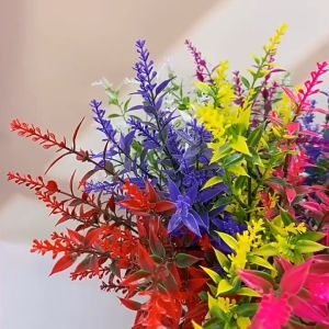 【Local delivery】5PCS-Simulate artificial green plants flowers plastic lavender flowers family wedding outdoor balcony