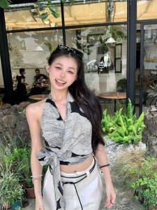 Áo Vest Không Tay Phong Cách Pháp Cổ Điển Dành Cho Nữ Mùa Hè Thiết Kế Mới Nhỏ Gọn Thanh Lịch Tay Ngắn Chất Liệu Polyester