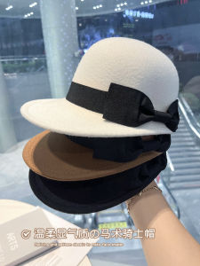 หมวกทรงหมวกบังหน้าติดโบว์ผ้าขนสัตว์สไตล์ฝรั่งเศส หมวกทรงหัวม้าสำหรับเดินทางในฤดูใบไม้ร่วงและฤดูหนาว หมวกทรงสั้นสำหรับผู้หญิง
