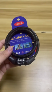 Portable Steel Cable Password Bike Lock Cycling Long Bicycle Steel Cable Lock Waterproof Anti Scratch 4 Digit Combination Chain Lock with Fixed Code