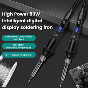 DIPPRUN LED Digital Display Soldering Iron 80W Adjustable Temperature Thermostatic Iron Suitable for Metal Jewelry Electrical Repair DIY