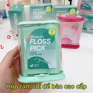 Tăm Chỉ Nha Khoa Để Bàn ROROLL – Hộp 100 Cây Cao Cấp - Thiết kế sợi kép thế hệ mới nhất hiện nay