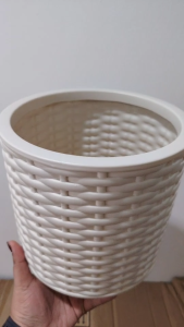 กระถางสไตล์มินิมอล กระถางพลาติก ลายตระกร้า