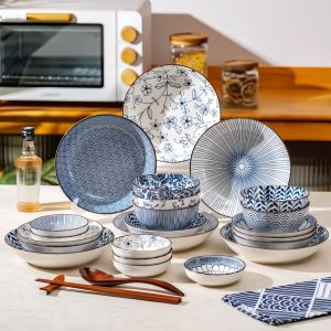 ญี่ปุ่นชุดบ้านจานเซรามิคชุดสร้างสรรค์ที่เรียบง่ายและละเอียดอ่อนรอบจานอาหารว่าง 4 ชิ้น