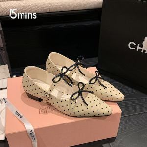 15MINS | Retro French Dot Bow Mary Jane Shoes