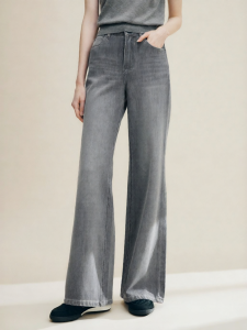 FAMANXUAN | Retro Gray Loose Straight Denim Pants