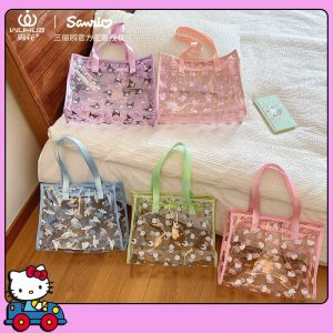 Transparent Colorful Sanrio Authentic Sealed Waterproof Gym Bag Makeup Bag Beach Bag for Women with Zipper Closure
