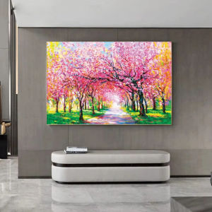 Romantic Cherry Blossom Trees Landscape Artwork Jigsaw Puzzle 500/1000/1200/2000PCS Stress Relief Puzzle Wall Art Decor Gift