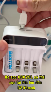 Bộ Sạc 4 pin AA /AAA Beston C9023L sạc nhanhtự ngắt đèn báo thông minh dùng cho micro remote