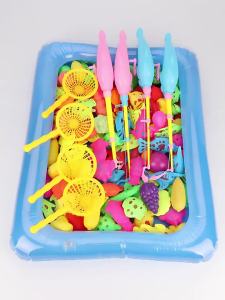 Inflatable fish pond childrens magnetic fishing toy pool kindergarten puzzle parent-child game multiplayer collaboration