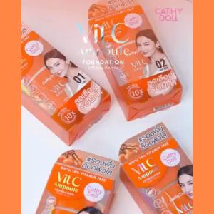 【2ซอง】Cathy Doll รองพื้น #02【วิตซีแอมพูล】🧡กันแดด ปกปิด Vit C Ampoule Foundation SPF50+ PA+++