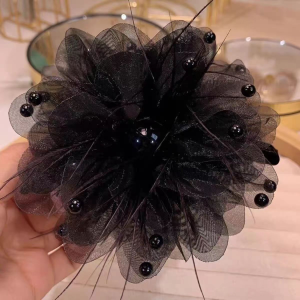 New Arrival Peony Flower 2024 Feather Good-looking Back Head Affordable Luxury Fashion Shark Western Style Barrettes Top Grade