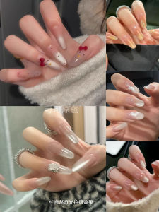 Handmade Nail Art Wedding Nails False Nails Bridal White Gloves Effect Nail Tips Wearable Nail Art Chinese Handmade Style