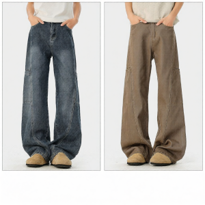 izzue | Quần Jeans Nam Ống Suông Rộng Phong Cách Retro Maillard