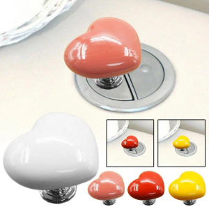 【On Sale】5Pcs Heart Shaped Toilet Press Button Muti-colored Creative Bathroom Water Closet Home Supplies