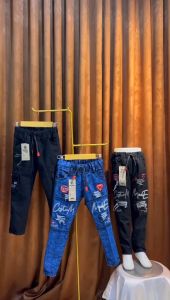 Celana Cargo Denim Anak Warna Hitam Biru Usia 7 Tahun sampai 12 Tahun