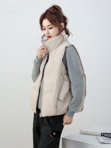 Warm Duck down Vest Womens Short Style 2025 New Autumn Winter Fashion Outerwear Stand Collar Vest Jacket Polyester Fiber