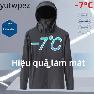 Áo Khoác Chống Nắng Thoáng Khí Chống Tia UV Chất Liệu Lụa Đá Dành Cho Nam Nhẹ Mát Thích Hợp Cho Câu Cá Đạp Xe Ngoài Trời Cổ Tròn Chống Gió Chống Mồ Hôi