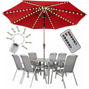 LIANGGUANGJING | Waterproof Outdoor Solar Umbrella with LED Lights