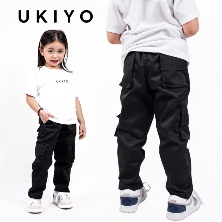 TOKIO Kids BLACK Pants by UKIYO (Unisex Cargo Pants)
