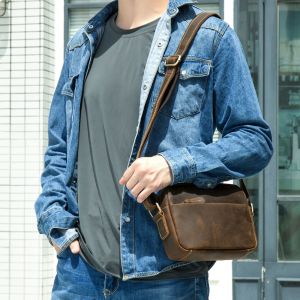 Royal Bagger New Shoulder Sling Bags for Men Grazy Horse Leather Caraul Retro Large Capacity Crossbody Bags