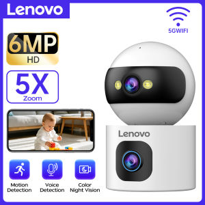 Lenovo | Lenovo 6MP Wifi IP Camera Dual Lens HD Baby Monitor PTZ Motion Detect 2 Way Audio 5X Zoom Night Vision Room Surveillance Camera