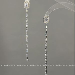 Silver Teardrop Long Tassel Earrings Elegant Atmosphere Ear Jewelry Fashionable Accessories Luxury Feelings Drop Earrings