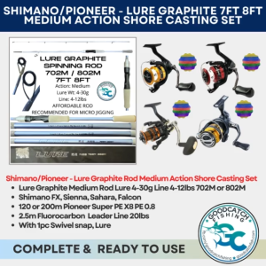SHIMANO FX SIENNA SAHARA PIONEER 2500 3000 + LURE GRAPHITE ROD SULIT COMBO SET 7FT 8FT MEDIUM