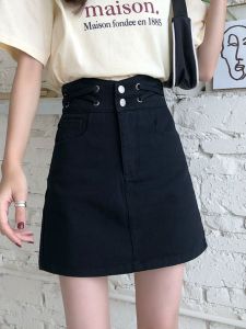 High Waist Denim Mini Skirt Womens Spring 2026 New plus Size Versatile Slimming A-Line Short Skirt Trendy Commute Style