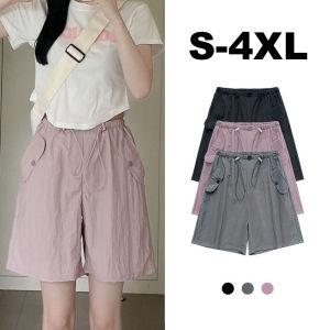 S-4XL Plus Size Cargo Shorts for Women High Waist Wide leg Slacks Short Pregnant