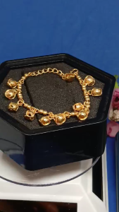 Emas Korea Bermutu Tinggi(24K Gold Plated) RantaiTangan Gantung dgn 10biji bola(Sesuai Budak atau dewasa)