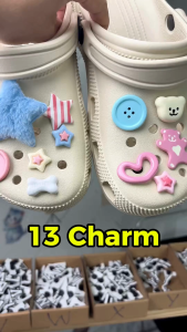 Bộ 13 CHARM STICKER - Sao Xanh dễ thương dùng để gắn giày dép lỗ – Có Sẵn Nút Gắn