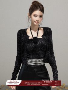 THROUS | Bộ Áo Blouse In Hoa Cổ Tròn Tay Dài Kiểu Ngắn