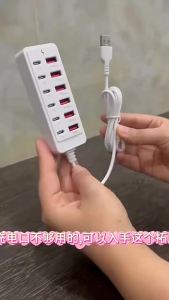 12 Ports USB Charger Station 6 USB-A 6 USB-C Fast Multi Port Charger Adapter Desktop USB Fast Charging Socket With Cable HUB