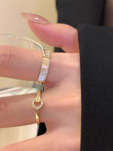 Nhẫn Thời Trang MUAOOK Đính Đá Zircon Thiết Kế Đơn Giản Cho Nữ Nhẫn Hở Thời Trang Phong Cách Hàn Quốc Nhẫn Kim Loại Hợp Kim Đồng