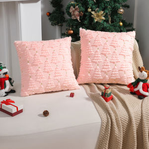 VIKAMA Christmas Tree Throw Pillow Covers 3D Fluffy Plush Cushion Cover Farmhouse Xmas Holiday Home Sofa Couch Decor Pillow Case