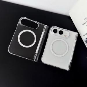 szhaiyu | Luxury Transparent Magnetic Case For iPhone Duo Wireless Charging With Hinge Shockroof Hard PC Bumper Front Rear Cover Fundas