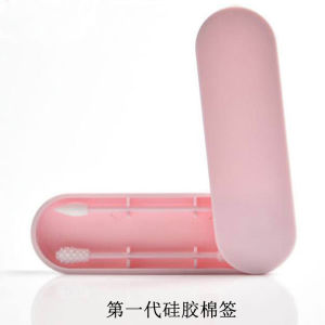 Reusable Double-Headed Portable Silicone Cotton Swab Ear Cleaning Daily Cleaning Skin Care Makeup for Makeup with Storage Box