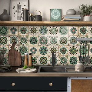 24pcs 20x20cm Self-Adhesive Wall Stickers Tile Decals Sticker Home Decoration 7.9inch Wallpaper for Kitchen Bathroom Living Room