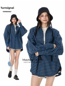Turn Signal | Women Comfortable Long Sleeve Striped Plaid Shirt Jacket