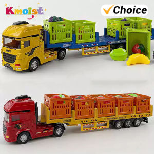 Large Car Model Kid Toys Simulation Die-cast Freight Roadblock Fruit Vegetable Inertial Transport Truck Toy Childrens Day Gifts