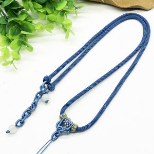 Handmade Woven Cord Necklace Pendant Yellow Jade Pendants with Emerald Coating for Men and Women in Red and Black